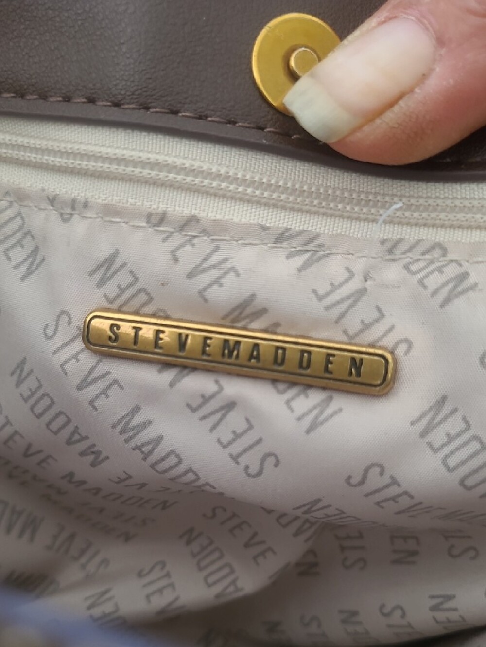 Steve Madden Brown Embossed SM Logo Shoulder Bag - Picture 13 of 13